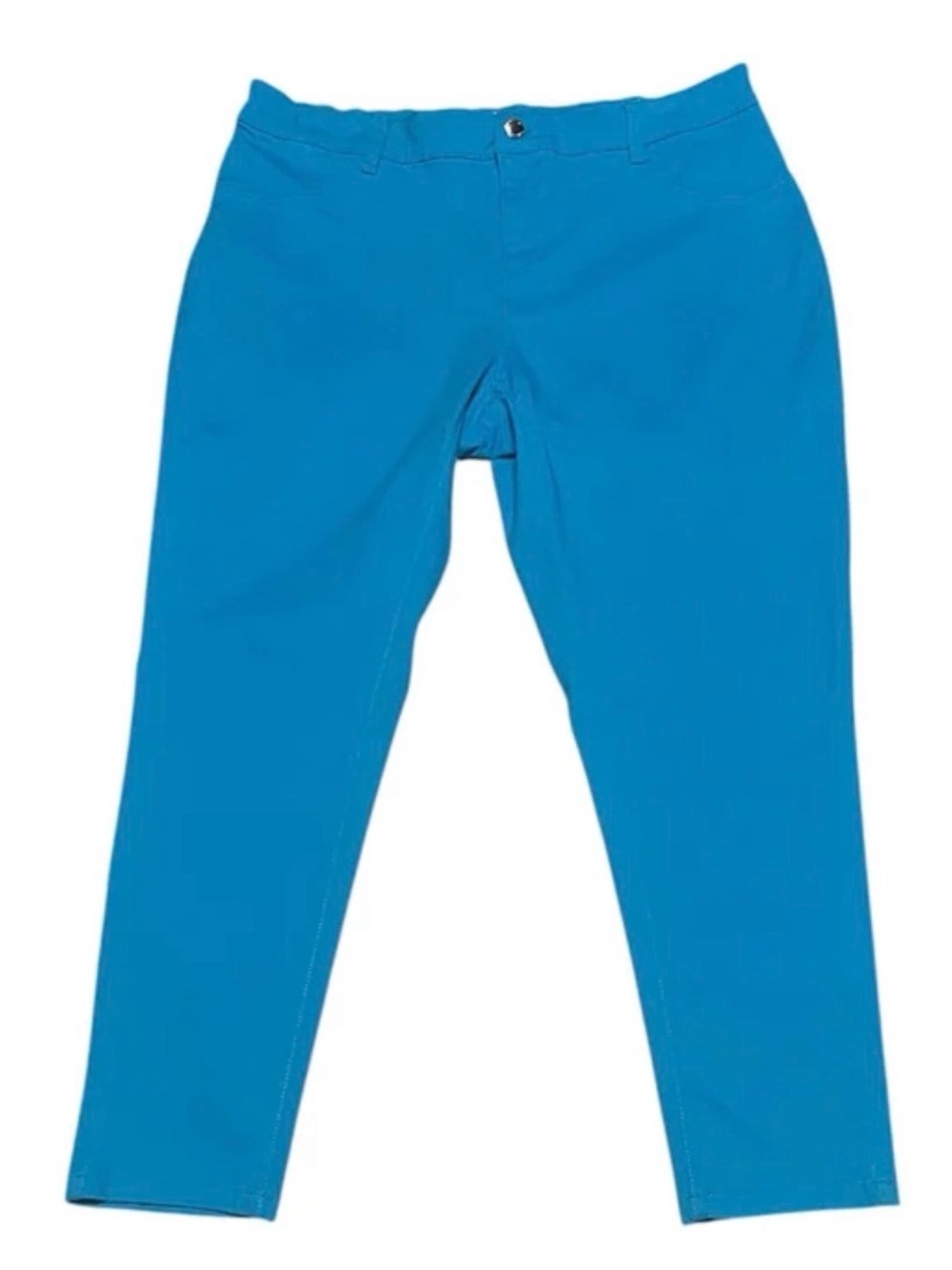 CALVIN KLEIN FLAT FRONT STRETCH PANTS ELASTIC BACK WOMENS BLUE COLOR SIZE 14W
